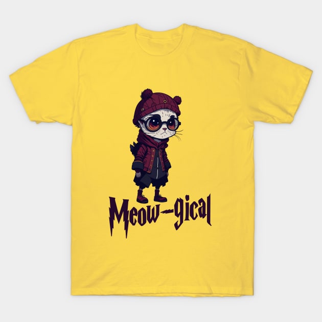 Meowgical Magic Black Cat T-Shirt by hippohost